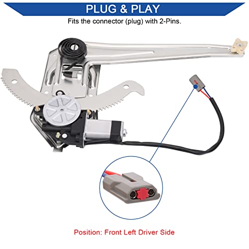 Obaee Window Regulator with Motor Front Left Driver Side, Replace 741-831 - size: Front Left Driver Side