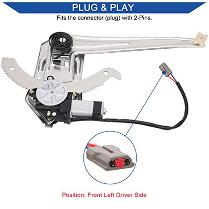Obaee Window Regulator with Motor Front Left Driver Side, Replace 741-831 - size: Front Left Driver Side
