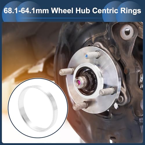 Car Wheel Hub Centric Rings OD 68.1mm to ID 64.1mm Wheels Center Shaft Shock Absorbing Hubrings Aluminum Alloy Silver Tone Durable - size: OD 68.1mm to ID 64.1mm