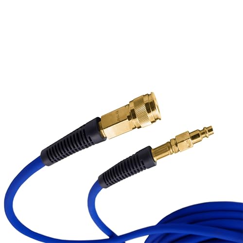 Estwing E1450PVCR 1/4" x 50' PVC / Rubber Hybrid Air Hose with Brass 1/4" NPT Industrial Fitting and Universal Quick Connect Coupler - size: 1/4" x 50’