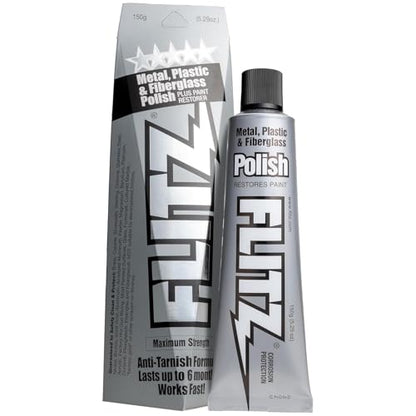 Flitz Metal Polish Paste - 5.29oz USA-Made Polish for Solid Chrome, Stainless Steel, & Aluminum - Non-Abrasive for Light Oxidation - Requires Manual Buffing - Not for Plated/Coated Surfaces (1 Pack) - size: 5.29 Ounce (Pack of 1)