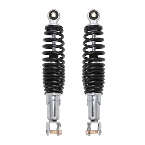 Minho Motorcycle Dual Rear Shock Absorbers with Adjustable Spring Preload in Heavy Iron Material Compatible with Chinese GY6 Scooter Mopeds Taotao Tank Jonway Roketa,270MM Length,10MM Mounting Hole - size: 270mm
