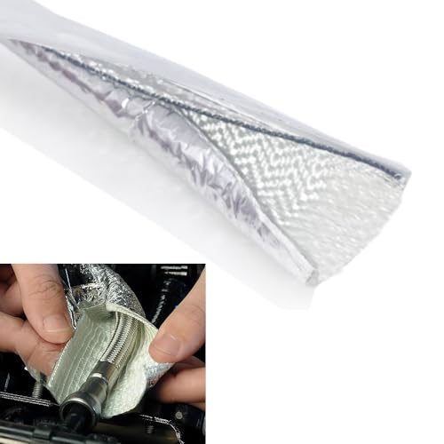 Fuel Line Sleeve 1/4" I.D. x 39" Self Adhesive Aluminum Heat Shield Heat-Resistant Fuel Line Protector Vapor Lock Insulation for Automotive and Marine Hoses, Wire, Exhaust - size: 1/4" I.D.