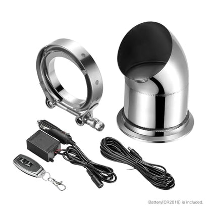 Electric Exhaust Cutout 2.5 Inch with Elbow Muffler Exhaust Valve Kit with One Controller Remote Kit - size: 2.5