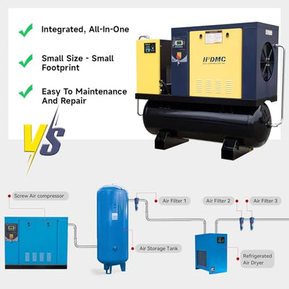 7.5KW 10HP Variable Speed Rotary Screw Air Compressor 230V 1 or 3Ph - style: PACK7-TAV/230V