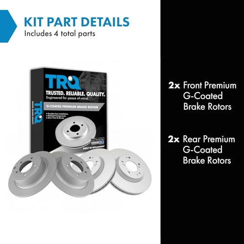 TRQ Front & Rear Brake Coated Rotor Kit Set - style: BRA15433