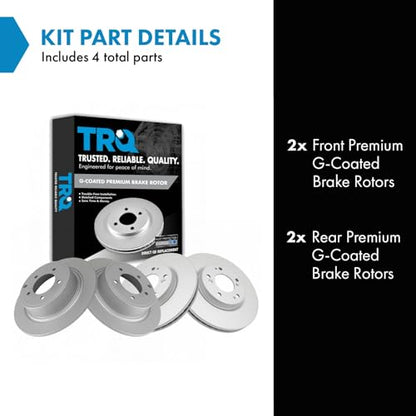 TRQ Front & Rear Brake Coated Rotor Kit Set - style: BRA15433