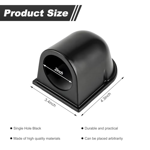 Car 2" 52mm Single Hole Dash Gauge Pod Holder, Single Gauge Swivels 360 Degrees Dashboard Pod Mount, Universal ABS Plastic Housing Pod Meter Cup Gauge to Vehicle's Dash - color: Single Hole