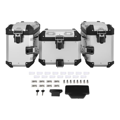 TCT-MOTORPARTS Panniers Top Tail Box Luggage Saddlebags Side Case Fits for BMW R1300GS 2023-2025 - color: Chrome Saddlebags (42L)+Trunk (38L)