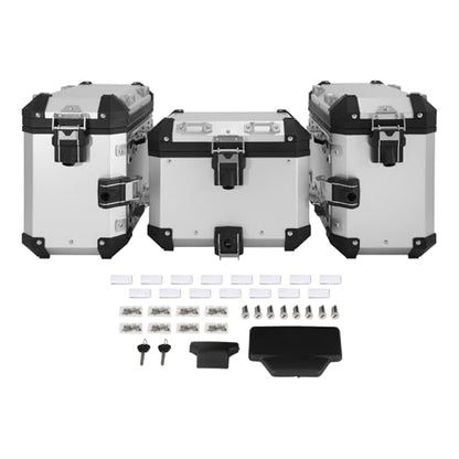 TCT-MOTORPARTS Panniers Top Tail Box Luggage Saddlebags Side Case Fits for BMW R1300GS 2023-2025 - color: Chrome Saddlebags (42L)+Trunk (38L)