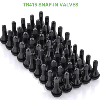 TR415 Tire Valve Stem Rubber Snap-in Valves, Tubeless Valve Stems Suit for 0.625 inch Rim (TR415-50 Pack) - size: TR415 - 50 Pack