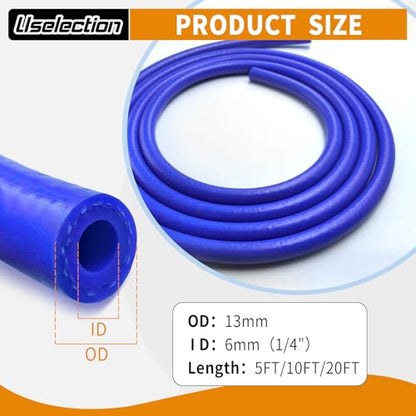 1/4" ID-20Ft(ID 6mm) Heater Hose Enhanced Double Reinforcement - color: All Blue, size: 1/4" ID-20Ft(ID 6mm)