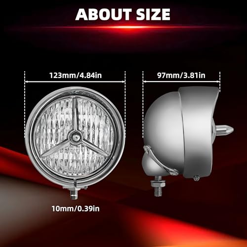 FATECIM 4.5” Motorcycle H3 LED Fog Lights Passing Lamps Driving Auxiliary Lights Spotlights + Housing Bucket with Tri Bar Visor for Harley Honda Kawasaki Suzuki Yamaha Cruiser Chopper Bobber Chrome - color: Chrome / Clear Lens 2