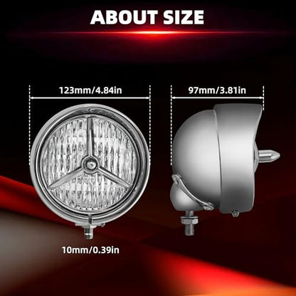 FATECIM 4.5” Motorcycle H3 LED Fog Lights Passing Lamps Driving Auxiliary Lights Spotlights + Housing Bucket with Tri Bar Visor for Harley Honda Kawasaki Suzuki Yamaha Cruiser Chopper Bobber Chrome - color: Chrome / Clear Lens 2
