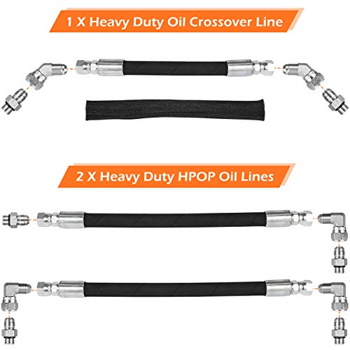 High Pressure Oil Pump HPOP Hoses Lines Kit & Crossover Line for 1999-2003 Ford 7.3L Powerstroke Diesel F250 F350 F450 F550 F650 F750 E350 E450 E550 Excursion YC3Z-9J323-E YC3Z-9J323-F F81Z-9J323-E - style: Hoses Lines Kit+Crossover Kit