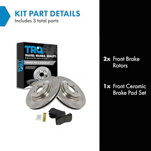 TRQ Front Brake Pad and Rotor Set Ceramic Vented Rotors - style: BKA10798