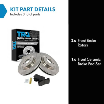TRQ Front Brake Pad and Rotor Set Ceramic Vented Rotors - style: BKA10798
