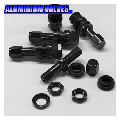 TR43E Metal Clamp-in Tire Valve Stems for 0.453" Rim Holes, Black - color: Black