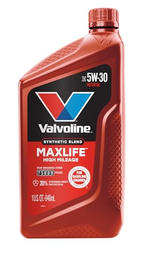 Valvoline MaxLife High Mileage 5W-30 Synthetic Blend Motor Oil 1 Quart, Pack of 6 - size: 1 qt (Pack of 6), style: High Mileage