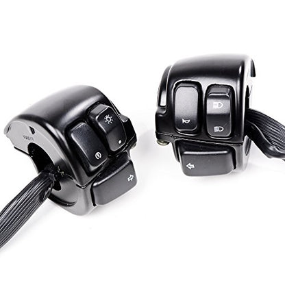 2X Switches Control with Wiring Harness and Left Right Master Cylinder Reservoir Brake Lever Compatible with 1996-2012 Harley Softail Dyna Sportster V-Rod 1 inch Handlebar - color: Black, size: Handlebar Switch + Brake Levers