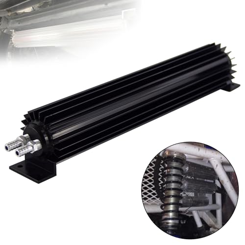 Universal 15'' Aluminum Dual Pass Finned Transmission Oil Cooler W/Fittings Black - color: Black, size: 15''