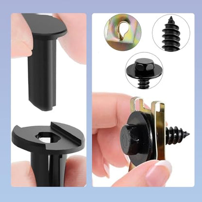100 PCS Car Body Fasteners Assortment Kit, Bumper Fender Splash Guard Screws Bolts U-Nuts, Universal for Most Cars, Trucks, SUVs (Black)