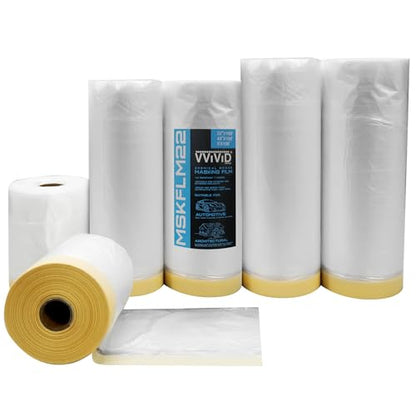 VViViD Chemical Grade Heavy-Duty Self-Adhesive Tape and Drape Masking Film Plastic Drop Cloth (Multi Size 6 Roll Pack (22", 43", 60" x 108ft)) - size: Varied 6 Pack (22", 43", 60" x 108ft)