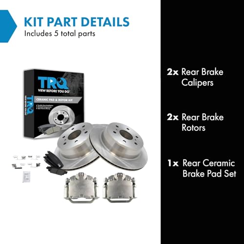 TRQ Rear Brake Pad and Rotor Set Ceramic Rotors Calipers - style: BKA14408