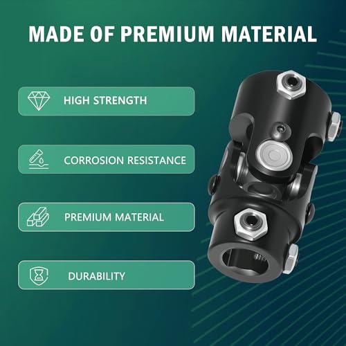 3/4" DD × 1" DD Universal U Joint for Steering Shaft - color: Black, size: 3/4" DD x 1" DD