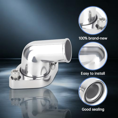 15° Swivel Water Neck Aluminum Polished Thermostat Housing - color: Silver, size: 15 Degrees Style1