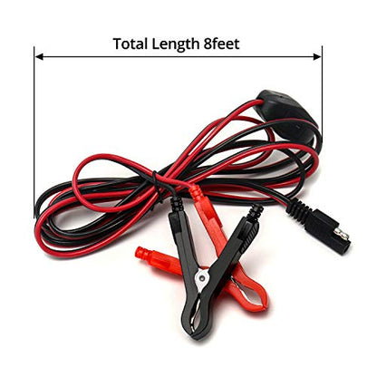 QWORK 8Ft Wire Harness with Clamps, 16AWG Wire Harnes, SAE Extension Cables(On-Off Switch) for 12V ATV, UTV, Tractor or Water Pumps - style: 8 Ft