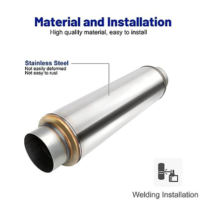Exhaust Resonator 5" Inlet 5" Outlet Muffler 30" inch Overall - size: 5" Inlet 5" Outlet 30" Overall Length