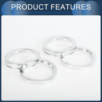 Hub Centric Rings, 57.1mm ID to 72.6mm OD Vehicle Wheel Hubrings Aluminum Alloy, 4 Pcs - size: 57.1mm to 72.6mm