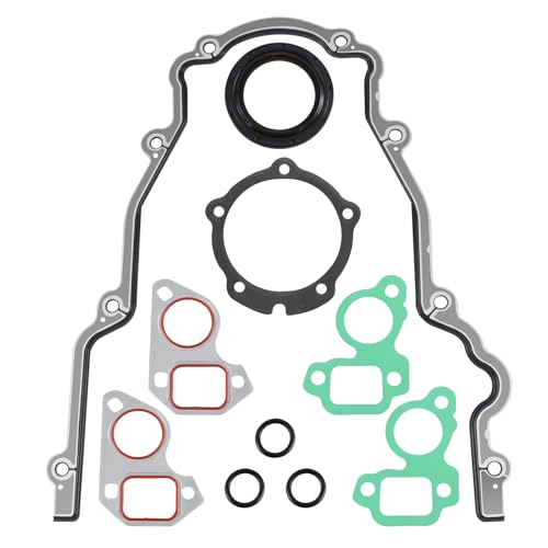 Engine Timing Cover Gasket Set Compatible with Chevy Silverado, Tahoe, GMC Sierra, Suburban, Yukon, Savana, Cadillac Escalade with GM LS LS1 LS2 LS3 4.8L 5.3L 5.7L 6.0L 6.2L engines，Replace#: 12633904 - size: Gaket Kit