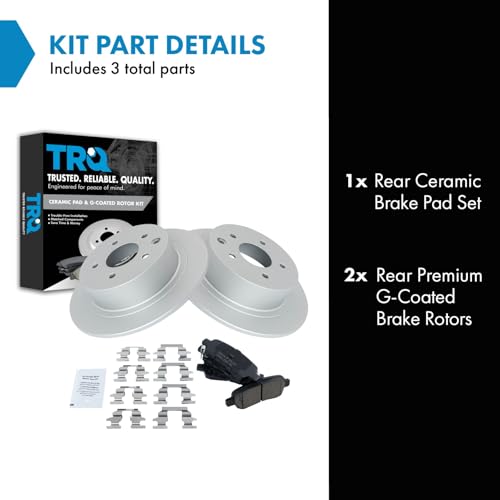 TRQ Rear Brake Pad and Rotor Set Ceramic G Coated Solid Rotors - style: BKA11313