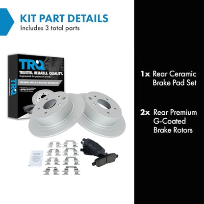 TRQ Rear Brake Pad and Rotor Set Ceramic G Coated Solid Rotors - style: BKA11313