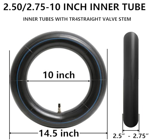 (2-Pack) 2.50/2.75-10 (80/90-10) Heavy Duty Dirt Bike Tire Inner Tubes, 2mm Butyl Rubber & TR4 Straight Valve - Fits Razor MX650, Honda CRF50/XR50, Suzuki DRZ70/JR50, Yamaha PW50