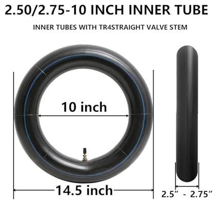 (2-Pack) 2.50/2.75-10 (80/90-10) Heavy Duty Dirt Bike Tire Inner Tubes, 2mm Butyl Rubber & TR4 Straight Valve - Fits Razor MX650, Honda CRF50/XR50, Suzuki DRZ70/JR50, Yamaha PW50