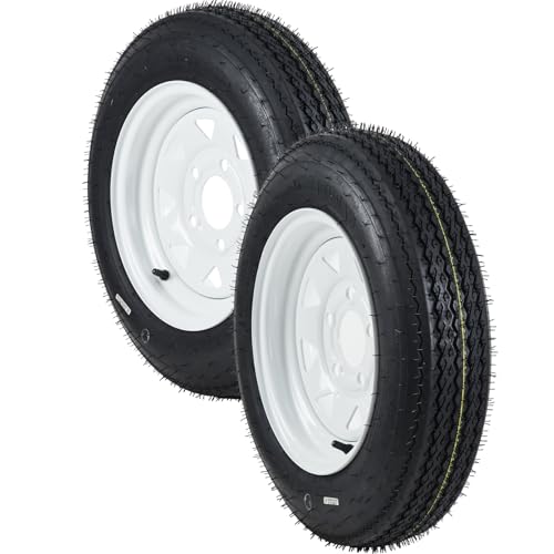Garvee 2-Pack 4.80-12 Trailer Tires on 12” White Rims, 5 Lug on 4.5” Bolt Pattern, Load Range C 6PR, 990 lbs, Bias Ply Pre-Mounted for Utility/Boat/Camper Trailers - size: 4.80-12, style: 5 Lug