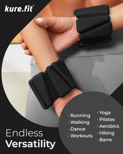 Pilates Wrist & Ankle Weights | Adjustable Weighted Bangles | 1/2/3LB Each - color: Black, size: 3 LB