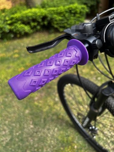 Bike Grips Bicycle Handlebar End Grips Replacement Handle Bar Grips Non-Slip Soft Rubber Protector for Mountain Bike Tricycle Wheel Chair - color: PURPLE