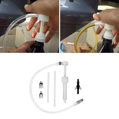 Fluid Pump for Standard Quart Bottles, Car Accessories Differential Fluid Pump,Car Lower Unit Gear Oil Pumps, Differential Fluid Pump - 3/8 inch Swivel, 8mm & 10mm Adapter (White-2) - color: White-2