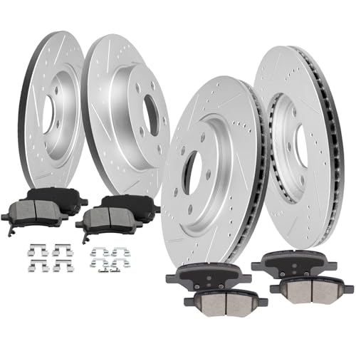 SCITOO Front 11.65" Rear 10.63" Brake Pads and Rotors Kits Brakes Kit - size: 55093+D1160 & 55094+D1033 [4+8PCS]