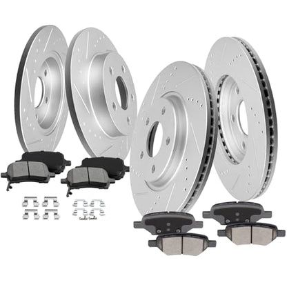 SCITOO Front 11.65" Rear 10.63" Brake Pads and Rotors Kits Brakes Kit - size: 55093+D1160 & 55094+D1033 [4+8PCS]