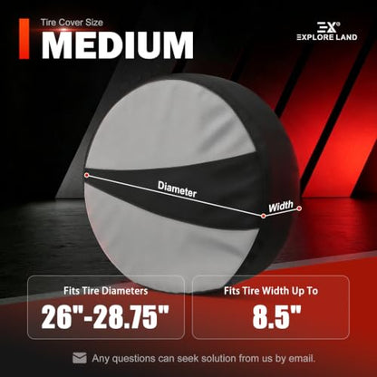 Explore Land Tire Covers 2 Pack Fit Tire Diameters 26"-28.75", Black & Gray - size: M (Fits Tire Diameters 26''-28.75''), style: Black & Gray - 2 Pack
