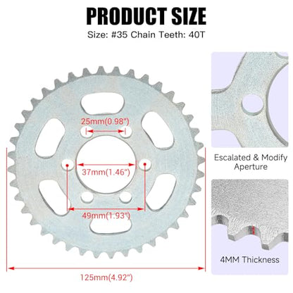 Upgraded 40 Tooth Rear Sprocket 35 Chain 37mm Bore for CT100U DB30 - color: Silver