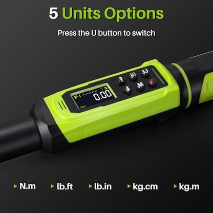 Digital Torque Wrench 1/2"Drive-3.8-250.8Ft.Lb for Car Truck Wheels - size: 1/2" 3.8-250.8Ft.Lb