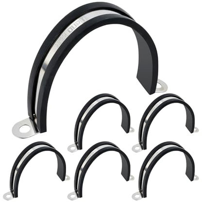 OURU 2.5 Inch Pipe Strap Fits 2.52"/63.9-64mm OD, Rubber U Bracket,6PCS - size: 2.5"