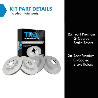 TRQ Front and Rear Brake Rotors Set Vented Premium G-Coated - style: BKA14824