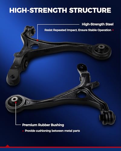 KAX Front Lower Control Arm with Ball Joint for 𝐇𝐨𝐧𝐝𝐚 𝐀𝐜𝐜𝐨𝐫𝐝 2003-2007 4pcs, for Acura TSX 2004-2008, 2 Lower Control Arms, 2 Ball Joints, High-Strength Steel K640289 K640290 K80228 - size: Honda Accord 2003-2007